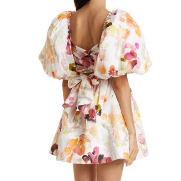 Aje Dassia Puff Sleeve Cotton Minidress In Desert Rose, SIZE 10 US. 0717 - Picture 4 of 8